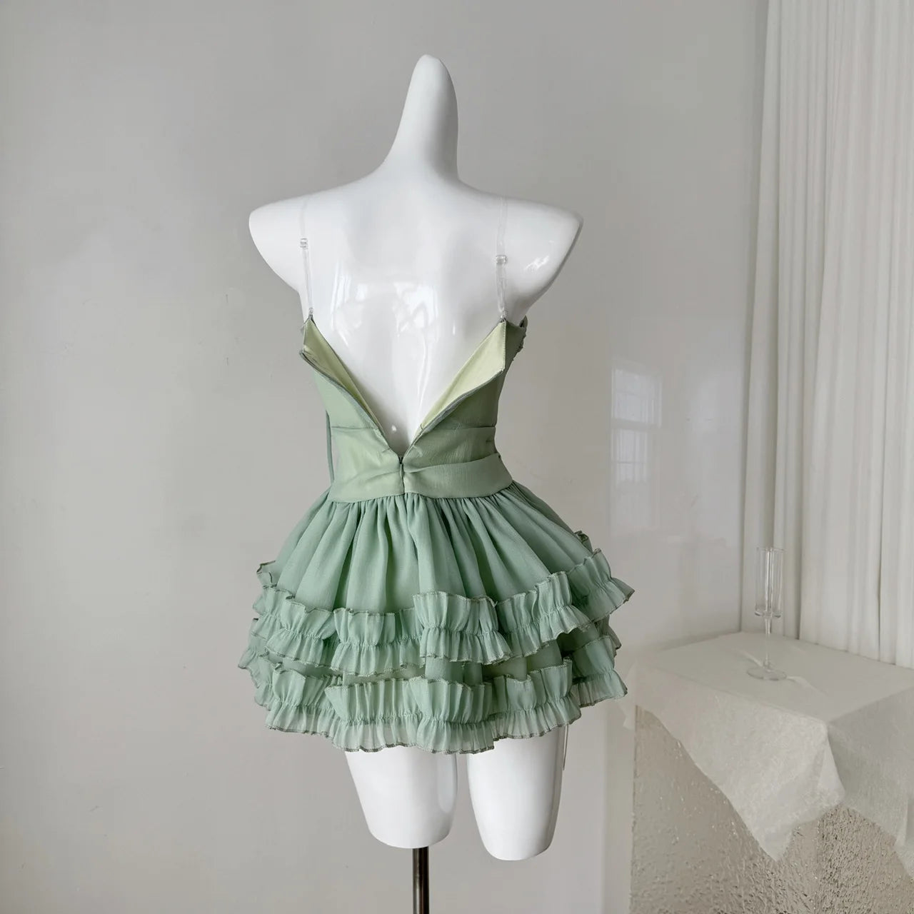 LIZAKOSHT  -  Fairy Dresses Summer French 3D Flower Sleeveless Strapless Fluffy Short Skirt Mesh Cake Dress for Women Vestidos