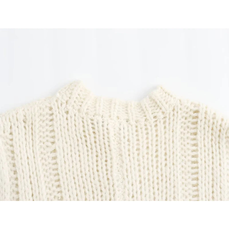 LIZAKOSHT  -  New Women Autumn Beige O Neck Sleeveless Sweater Loose  Vest