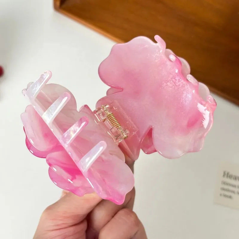 LIZAKOSHT  -  French Three-dimensional Camellia Hair Claw Acetate Elegant Rose Flower Crab Hair Clips Spring Hair Accessories for Women Girls