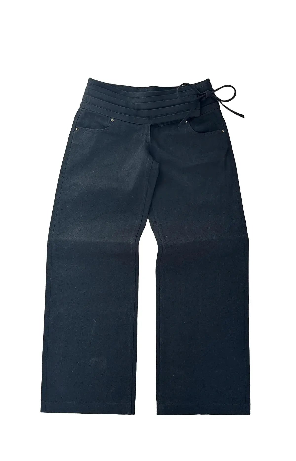 LIZAKOSHT  -  Fashionable American retro y2k solid color new drawstring pleated design casual pants for women, loose and versatile trousers