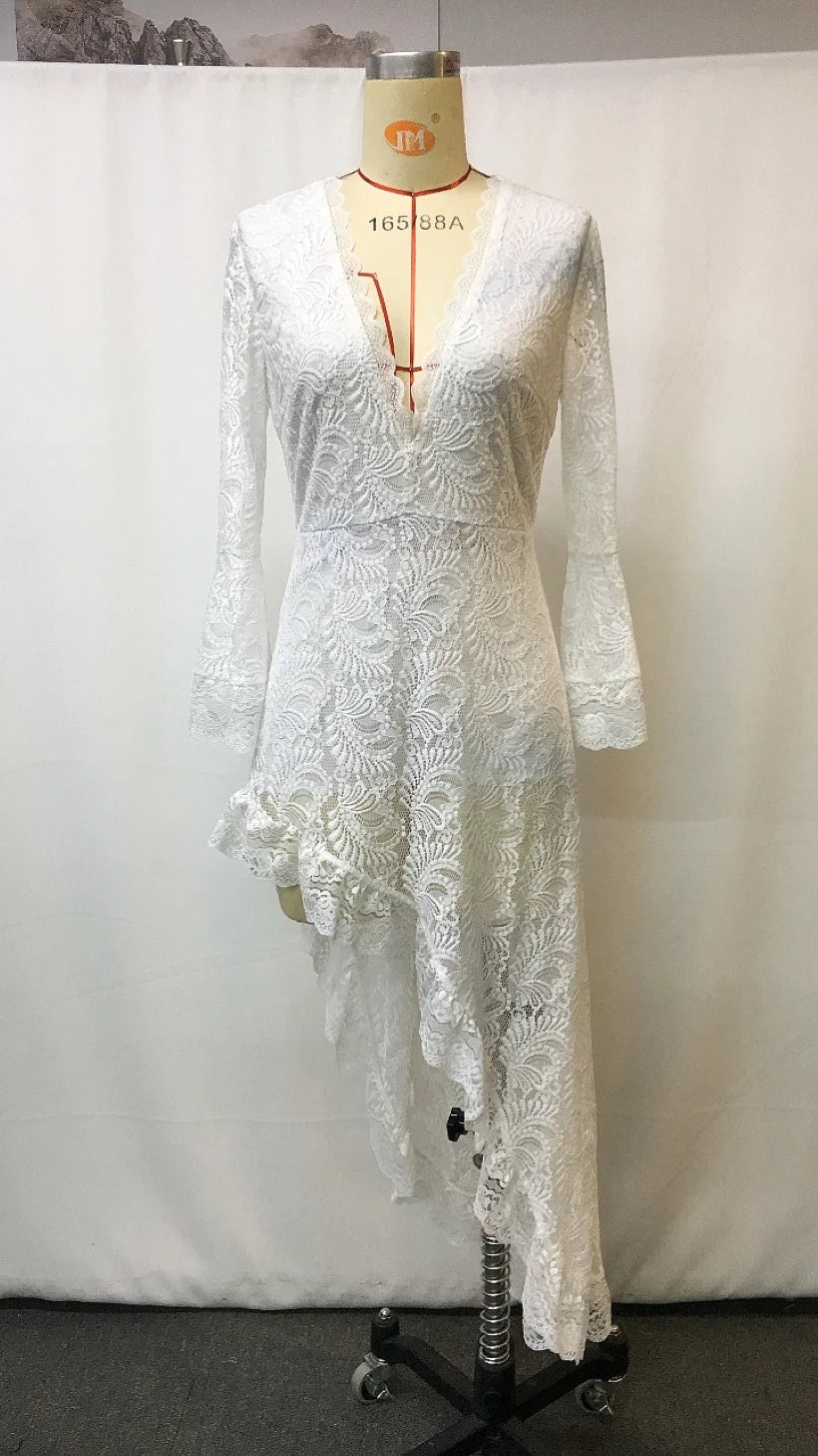 LIZAKOSHT  -  Coachella Music Festival Dress Women's Floral Leopard Polka Dot Lace Vintage Party Dress Rock Rave Ruffled Mini Dress