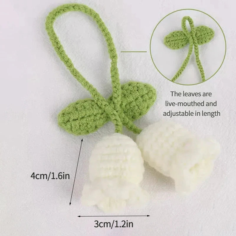 Lily Orchid Pendant Finished Crochet Flower Knitted Flower Diy Flower String Keychain Car Interior Pendant Crochet Accessories