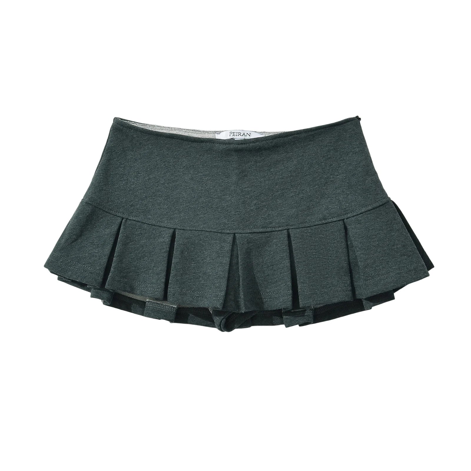 LIZAKOSHT  -  4 COLORS Y2K Side Zipper Grey Pleated Mini Skirt Sexy Low Waist Short Skater Skirts with shorts underwear