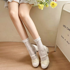 LIZAKOSHT  -  Women Mary Jane Shoes  Spring New Sweet Bow Thick Heels Shoes Ladies Silver Leather Pumps Female Casual Dress Party Shoes