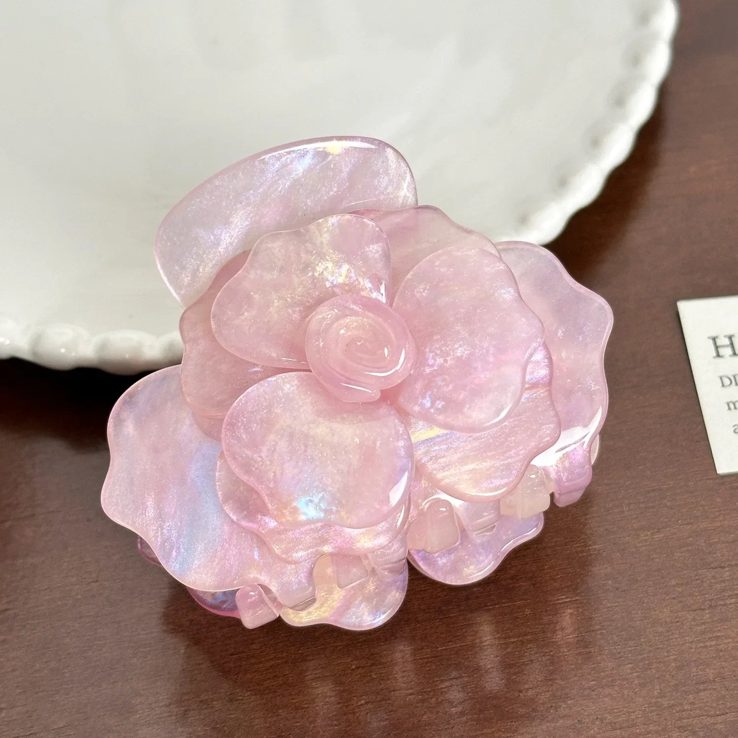 LIZAKOSHT  -  French Three-dimensional Camellia Hair Claw Acetate Elegant Rose Flower Crab Hair Clips Spring Hair Accessories for Women Girls