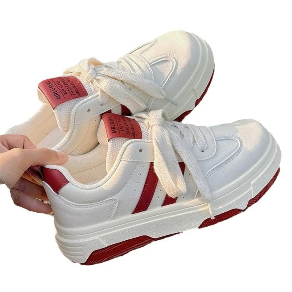 LIZAKOSHT  -  Stripe White Platform Shoes for Women Spring Autumn New Designer Casual Sneakers Ladies Fashion Korean Sports Board Shoes Female