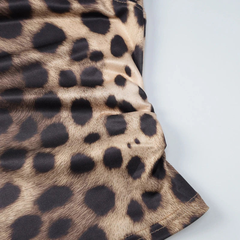 LIZAKOSHT  -  Hot Girls Y2K Irregular Vest Sexy Casual Street Club Crew Neck Sleeveless Leopard Print Skinny Trendy Folds Short Tank Tops