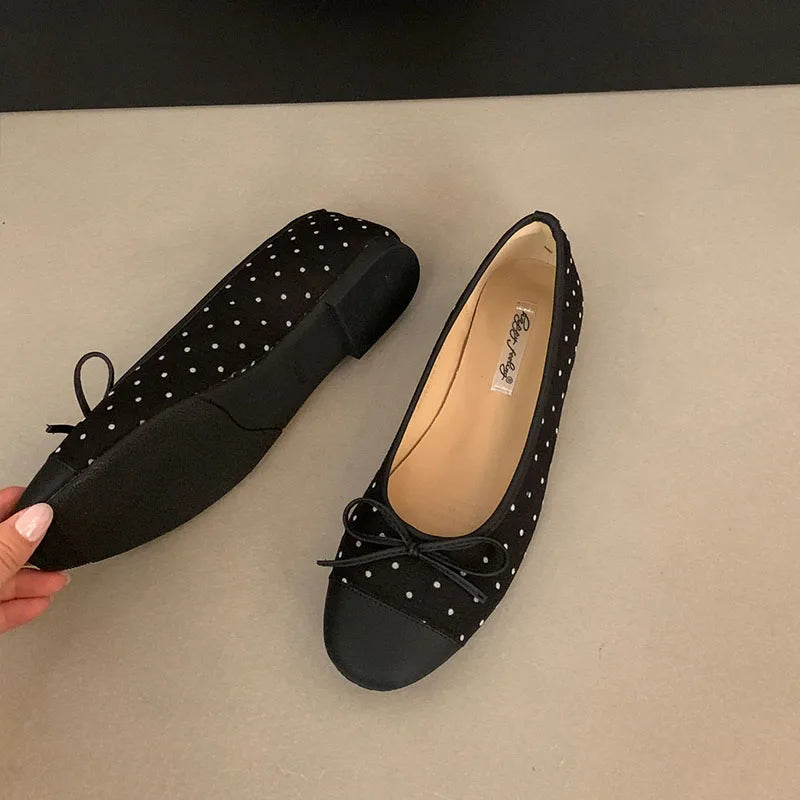 LIZAKOSHT  -  Fashion Mixed Color Women's Dress Shoes Round Toe Shallow Slip On Flats Shoes Flat Ladies Casual Ballet Shoes Soft