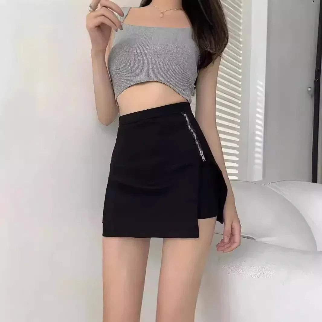 LIZAKOSHT  -  Hot Girl Design Sensation High Waist Short Skirt Women's Summer Pure Desire New Zipper Denim Half-length Trendy Mini Skirt
