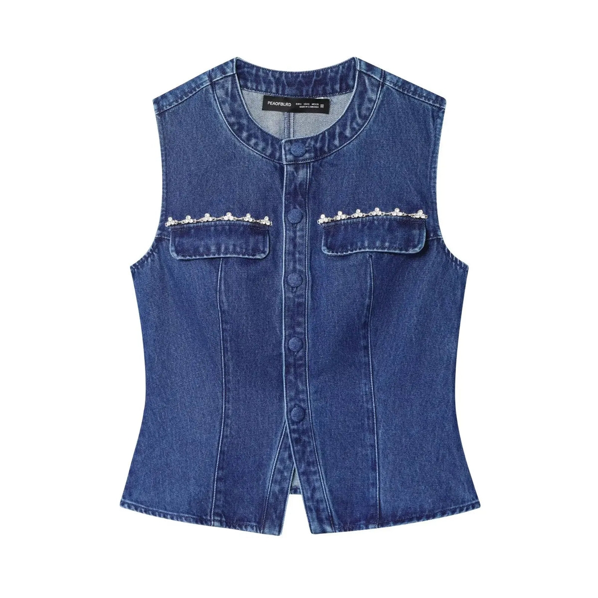LIZAKOSHT  -  Denim Vests Jackets Autumn Women's 2025 New Slim O-neck Beaded Elegant Women Jackets Chic Street Youth Casual Denim Jacket Vests