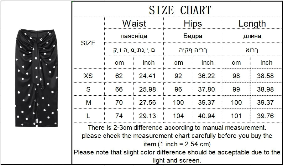 LIZAKOSHT  -  Polka Dot Midi Skirt Woman Elegant Casual Black High Waist Slit Skirts Fashion Bow-Tie Waist Slim Long Skirts New Summer