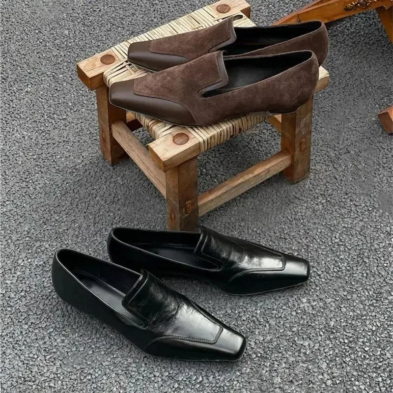 LIZAKOSHT  -   Versatile Low Heel Square Toe Slip-On Women's Shoes Fashionable Rubber Upgraded Comfortable Spring Autumn Collection