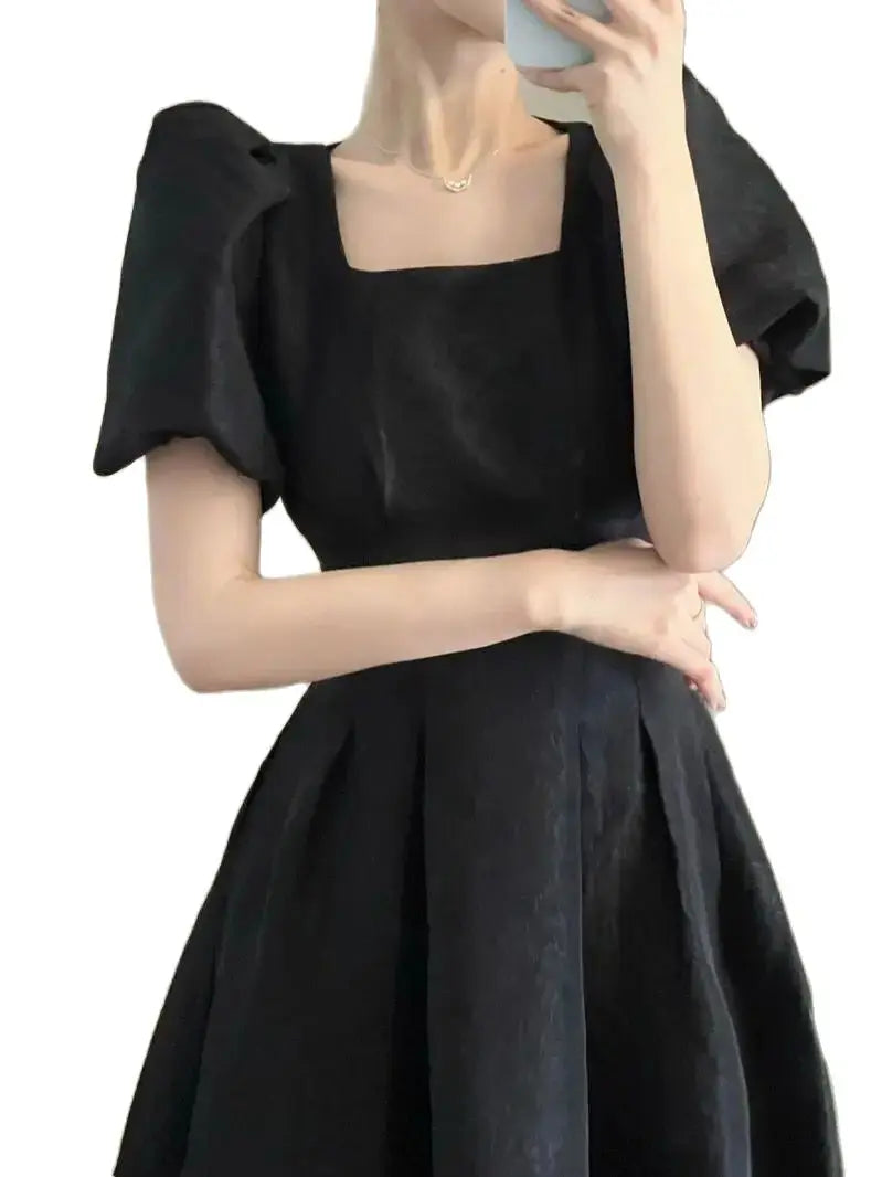 LIZAKOSHT  -  Dress Puff Sleeve White Sweet 2024 New Large Size French Style Women Mori Vintage Narrow Waist And Slim Temperament Dresses