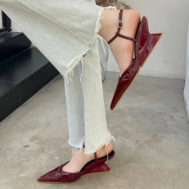 LIZAKOSHT  -  Fashion Wedges Shoes For Women Pointed Toe Female Footwear New 2025 Casual Ladies High Heels Sandals Slingbacks Heel Pumps