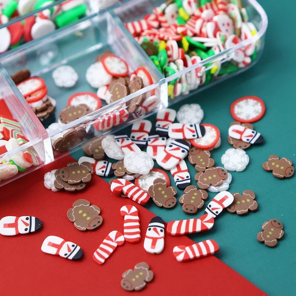 Mixed Christmas Polymer Clay Slices Sprinkles Resin Mold Filler Snowman Gingerbread Flake DIY Resin Jewelry Crafts For Gift Toys