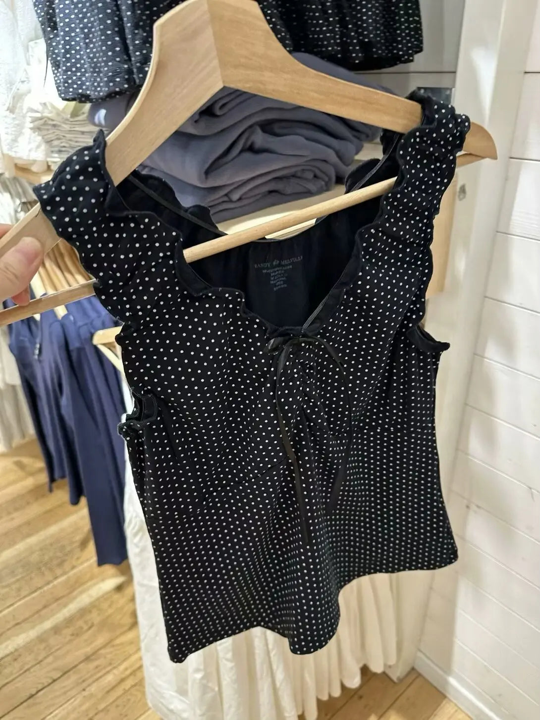 LIZAKOSHT  -  Women Black Wave Dot Fungus Trim Slim Crop Top Summer Bow V-neck Sleeveless Cropped Camis Sweet Girl Cute Preppy Style Tank Tops