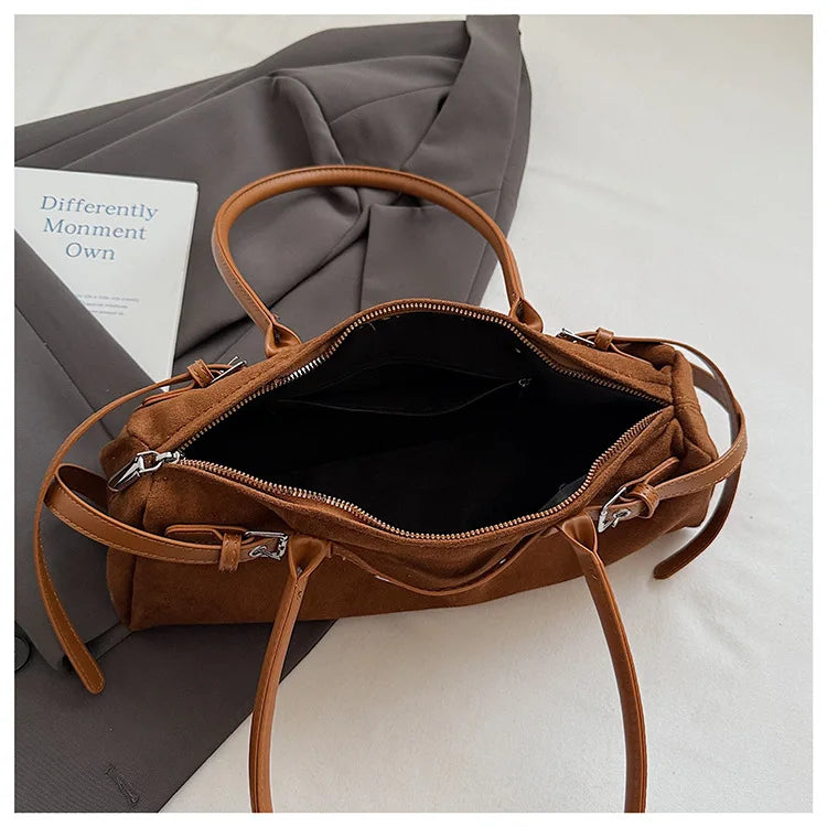LIZAKOSHT  -  Vintage Faux Suede Shoulder Bag for Women Handbags tassel Female Armpit bag Designer ladies totes burgundy bolsa feminina