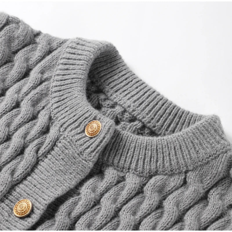 LIZAKOSHT  -  Elegant Knitted Single Breasted Cardigan Women Casual O-neck Short Sleeve Sweater Sweater 2025 Spring All-match Lady Knitwear