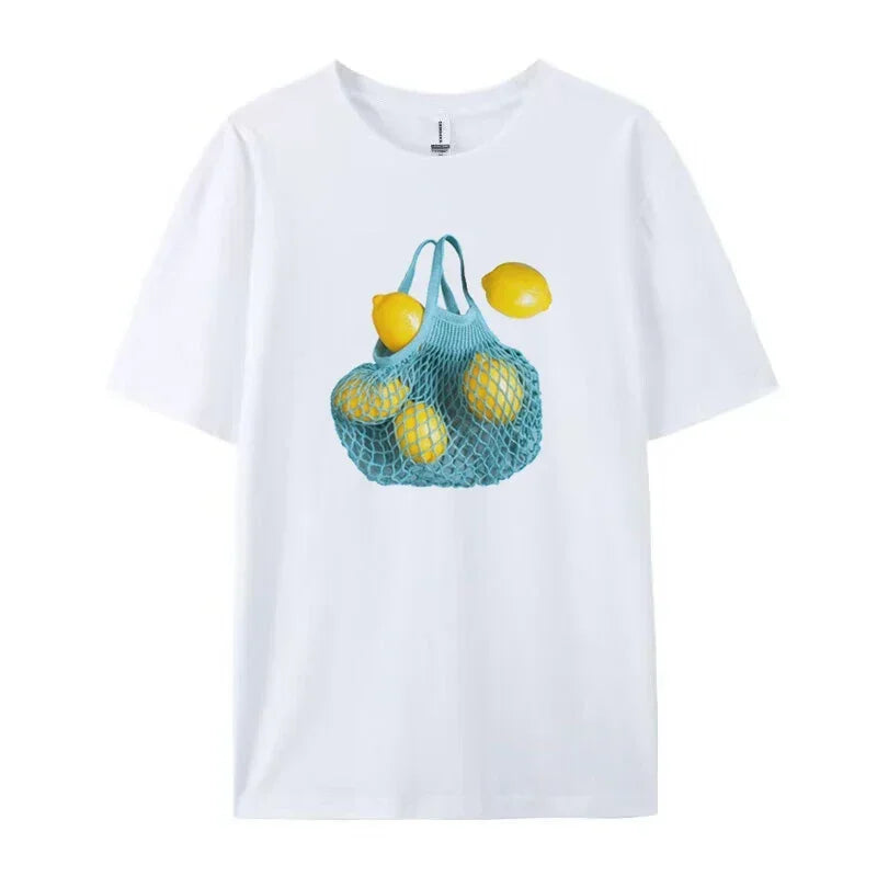 LIZAKOSHT  -  Lemon Female Graphic Tees Grunge Y2k Aesthetic T-Shirt Harajuku Streetwear Cute Fruit T Shirt Women Loose Retro Fashion Clothing