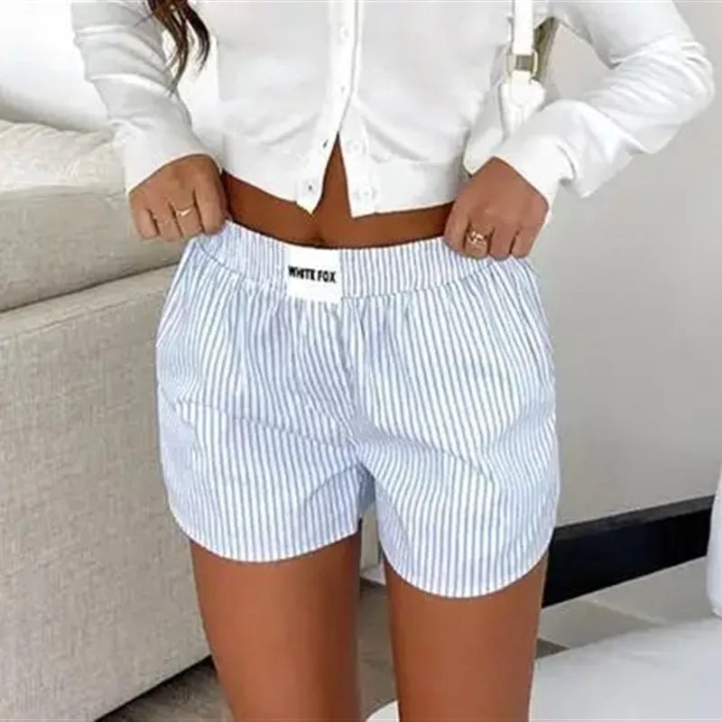LIZAKOSHT  -  Y2K Striped Loose orts Women's Faion Casual Pants 2000s Sle High Waist Wide Leg Summer Wear Comfortable Breathable