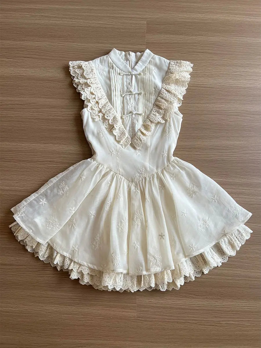 LIZAKOSHT  -  Vintage Womens Dresses Y2K Lace Slim Halter Goth Punk Ball Gown Harajuku Embroidery 2000s Basics Hot Girl Summer Sweet Fairy Emo