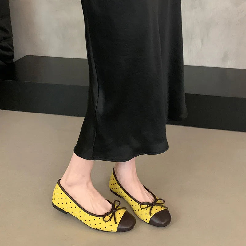 LIZAKOSHT  -  Fashion Mixed Color Women's Dress Shoes Round Toe Shallow Slip On Flats Shoes Flat Ladies Casual Ballet Shoes Soft