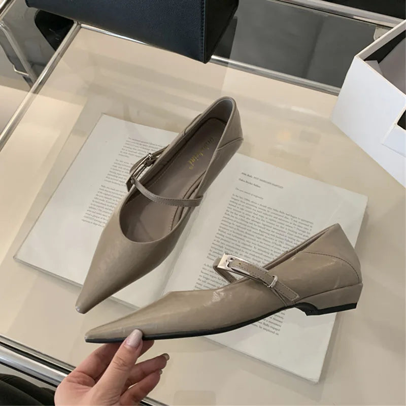 LIZAKOSHT  -  Women Flats Shoes Fashion Brand Buckle Strap Ballet Flats Ladies Shoes Spring Footwear Casual Flat Heels Mary Jane Female Mujer