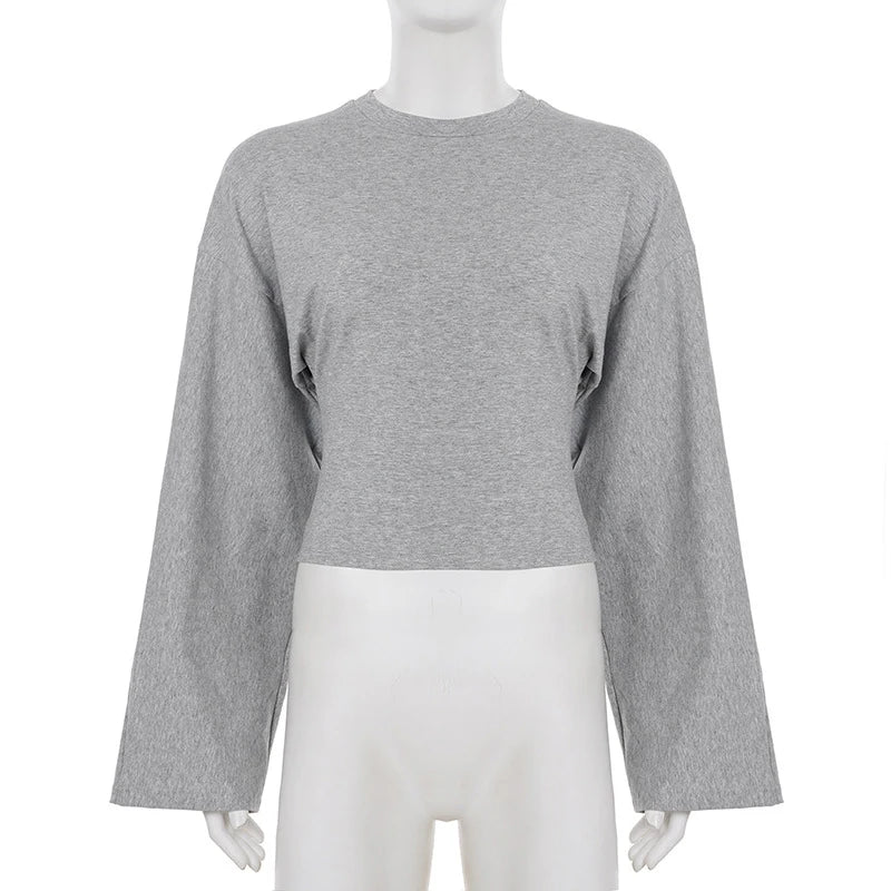 LIZAKOSHT  -  Autumn Casual Basic Solid Color Simple O Neck Long-sleeved T-shirts Casual Loose Fitting Pullover Tees for Womens