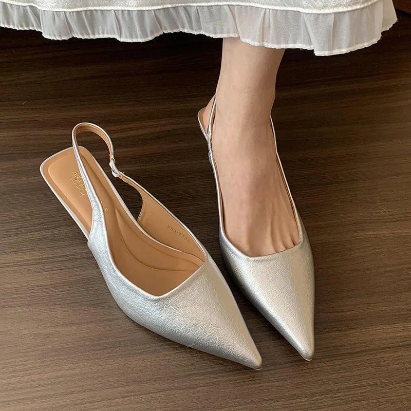 LIZAKOSHT  -  Summer New Brand Women Sandal Fashion Pointed Toe Sahllow Slip On Ladies Elegant Slingback Shoes Thin High Pumps New Woman