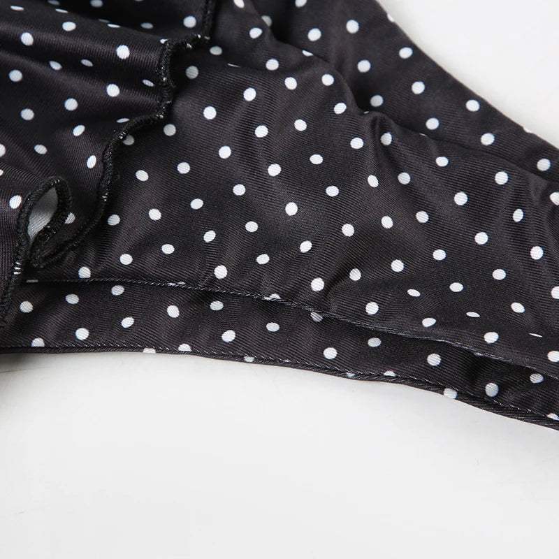 LIZAKOSHT  -  Women Polka Dot Bikini Set Beaches Style Lace-up Halter Camisole and Ruffled Triangle Pants Two Piece Set Vacation