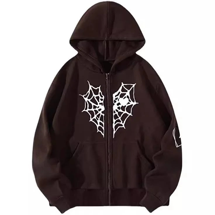 LIZAKOSHT  -  Thi Heartaped Printed Zipper Warm Hooded Cardigan Long Sve Mid-Length Polyester Women's Sweatirt Faion Autumn