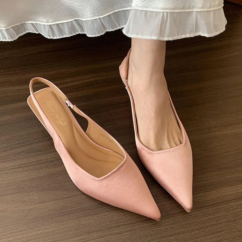LIZAKOSHT  -  Summer New Brand Women Sandal Fashion Pointed Toe Sahllow Slip On Ladies Elegant Slingback Shoes Thin High Pumps New Woman