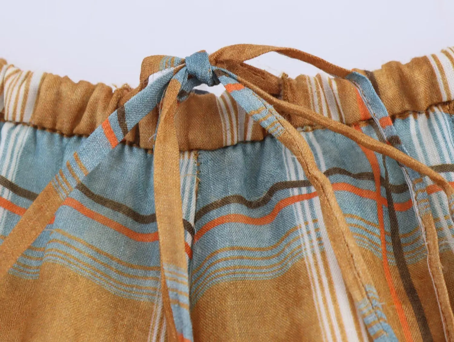 LIZAKOSHT  -  Women Autumn New Ramie Bloomers Plaid Printed Loose Pants Female Fashion Versatile Drawstring Streetwear Casual Trousers