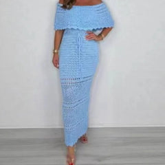 LIZAKOSHT  -  2026 Summer New Women's Light and Mature Fashion One-line Collar Slim Hip Skirt
