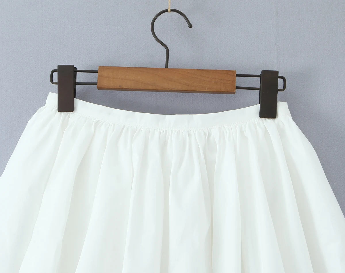 LIZAKOSHT  -  Ballet Girl White Cotton Spliced Lace Lining Mini Skirt Women Ball Gown Umbrella Skater Skirts with Shorts underwear Summer