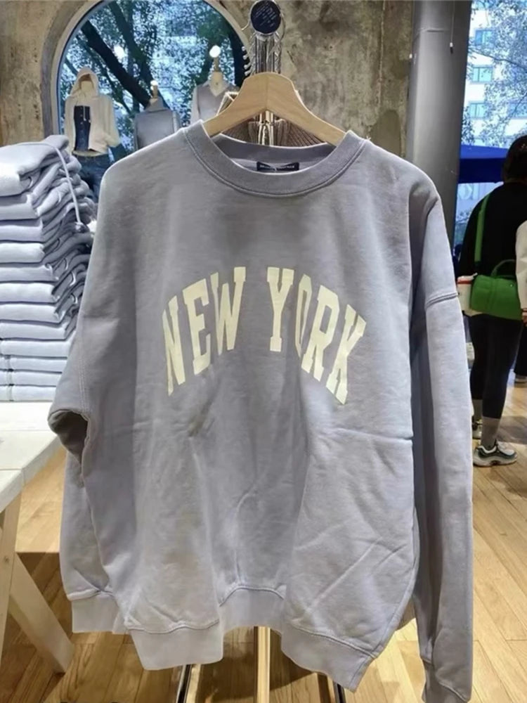 LIZAKOSHT  -  Casual Women Letter Printint Sweatshirts Fall Fashion O-Neck Long Sleeves Loose Sweatshirts Female Chic Oversize Pullovers