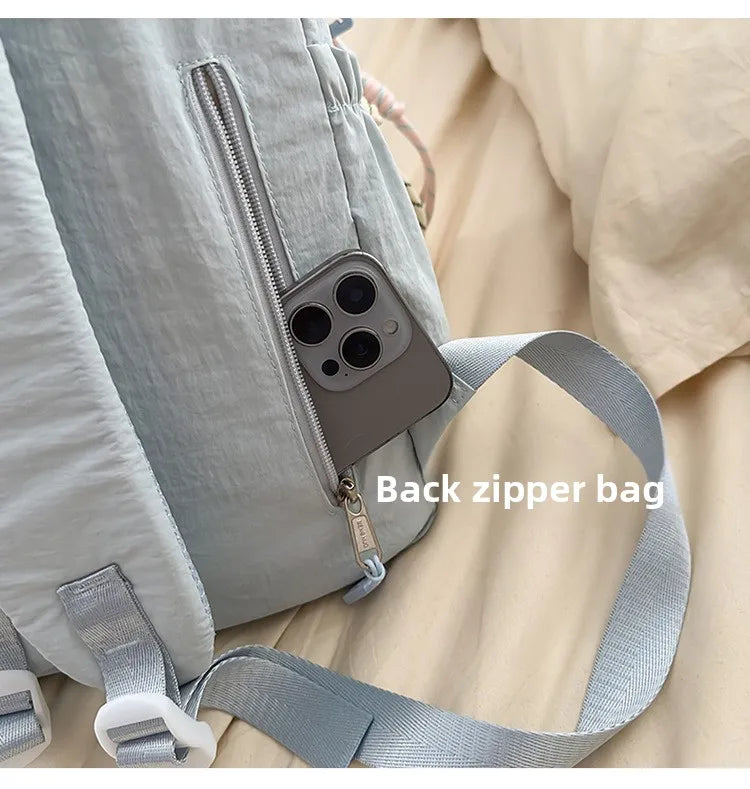 LIZAKOSHT  -  Junior High School Girl Backpack Summer New College Style Bow School Backpack Fashion Candy Colored Pleated Backpack School Bag
