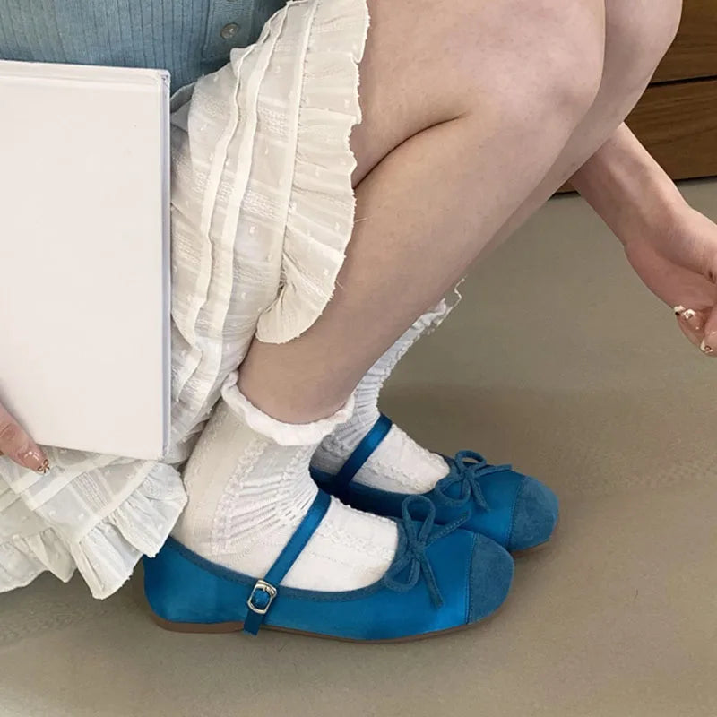 LIZAKOSHT  -  Women Flats Shoes Fashion Brand Shallow Ballet Wedge Heel Ladies Shoes Spring Mary Jane Bow Knot Shallow Ballerina Casual Mujer