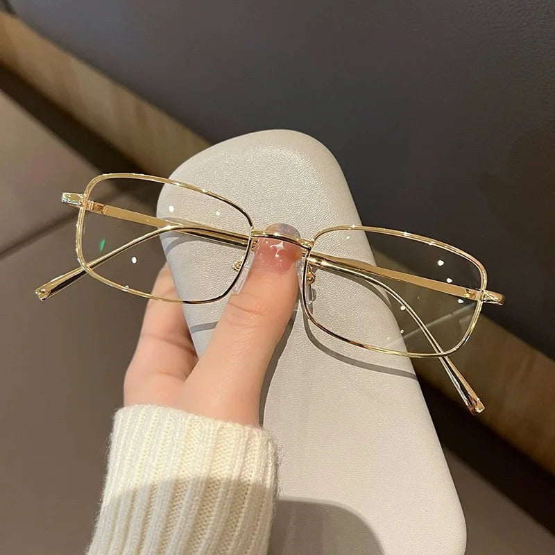 LIZAKOSHT  -  Y2k Small Square Frame Glasses Women Girls Harajuku Anti Blue Light Eyeglasses Retro Metal Alloy Reading Spectacle Eyewears
