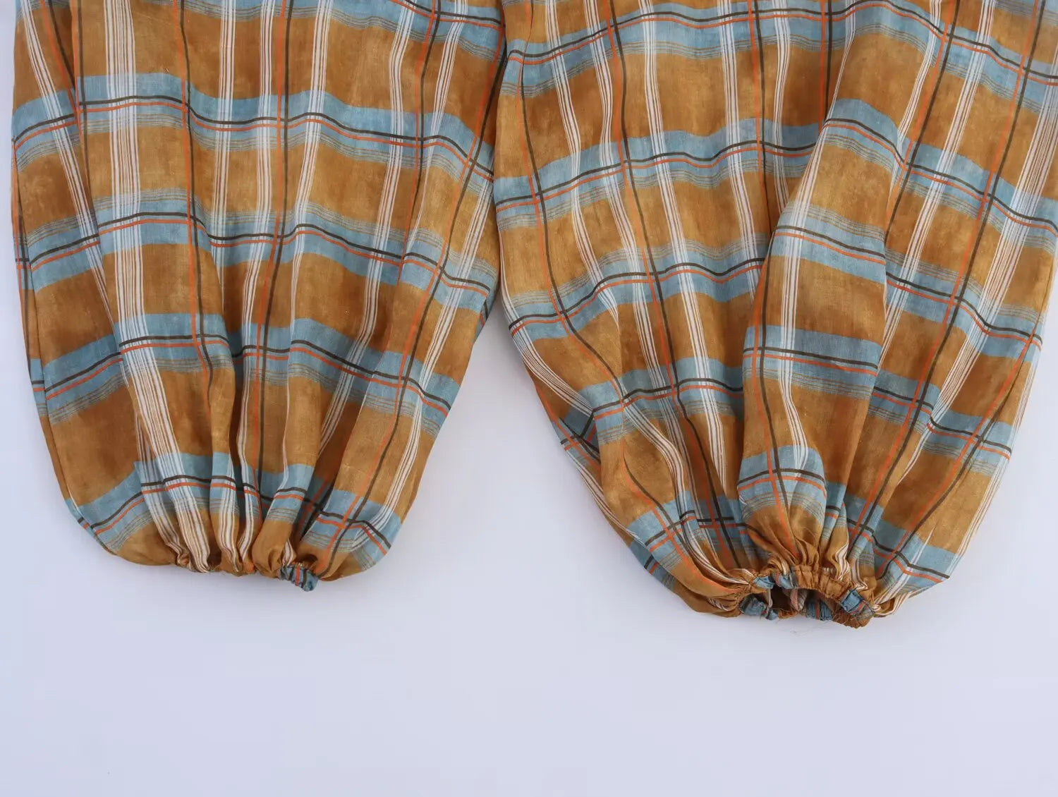 LIZAKOSHT  -  Women Autumn New Ramie Bloomers Plaid Printed Loose Pants Female Fashion Versatile Drawstring Streetwear Casual Trousers