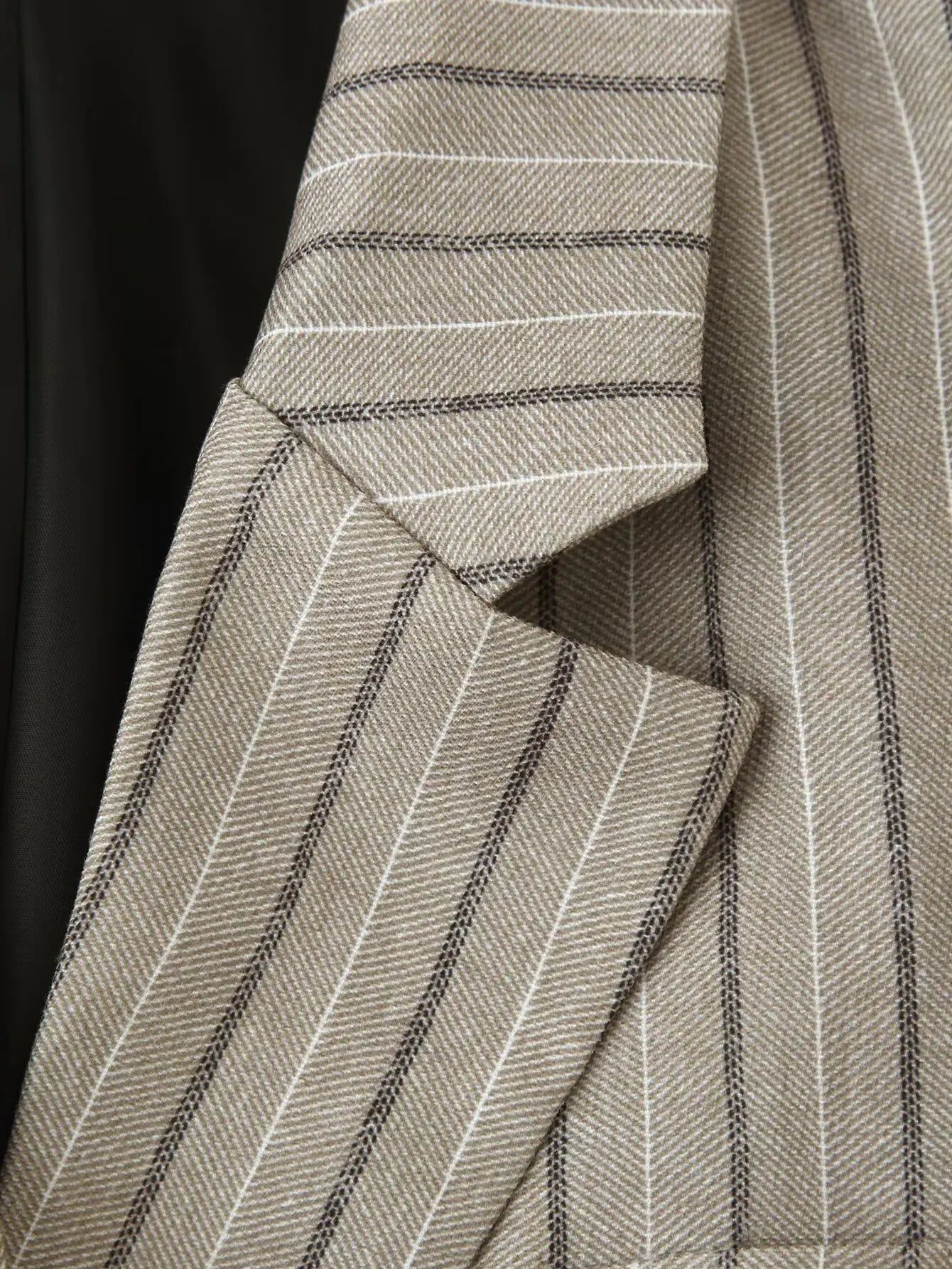 LIZAKOSHT  -  Autumn Women's With Blet Vertical Stripes Print Blazer Boyfriend Vintage Women Front Pockets Loose Suit Fashion Coat