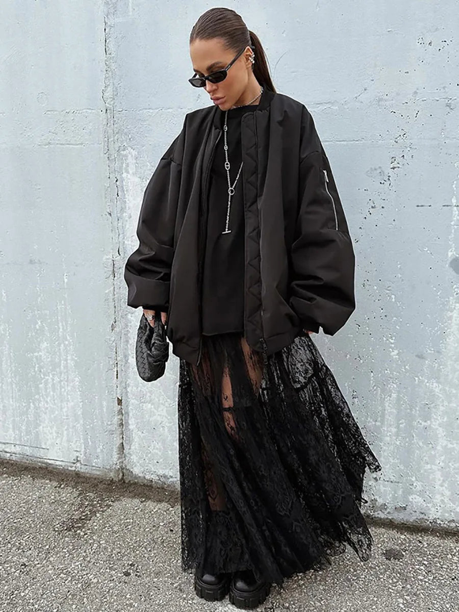 LIZAKOSHT  -  Black Lace Long Skirt 2026 Summer Sexy Perspective Niche Temperament Skirt
