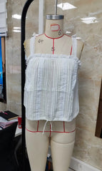 LIZAKOSHT  -  Women Y2K Lace Patchwork Tank Top Cute Solid Color Pleated Ruffle Hem Babydoll Vest Summer Fairy Grunge Crop Shirts ﻿