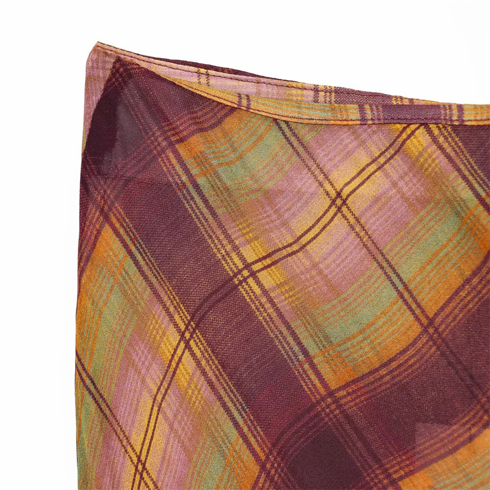 LIZAKOSHT  -  Retro Plaid Pattern Pleated Skirt Women Elegant HighWaist Patchwork Ruffle Slim Midi Skirts Lady Holiday Street Wear New