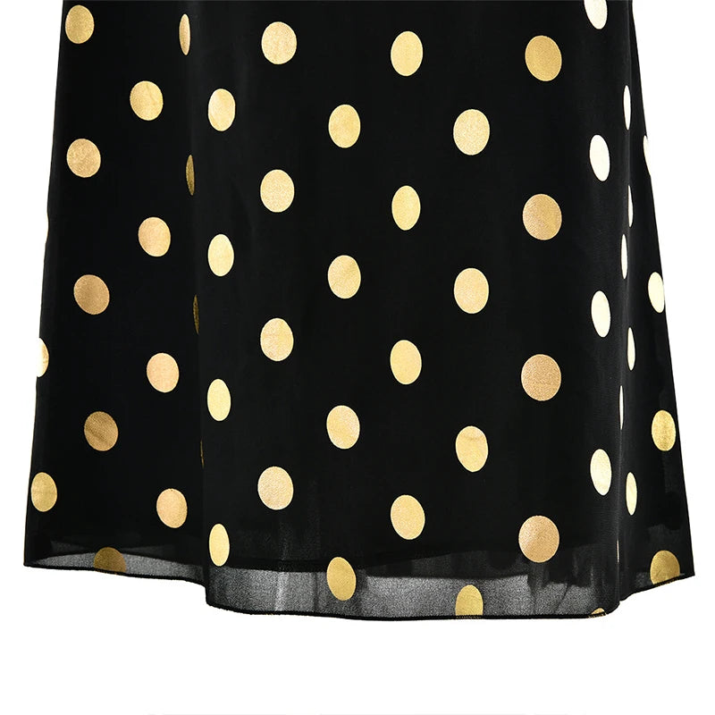 LIZAKOSHT  -  Elegant Hanging Neck Backless Off-shoulder Polka Dot Chiffon Slimming Irregular Long Dress Party Vacation Clothes For Women