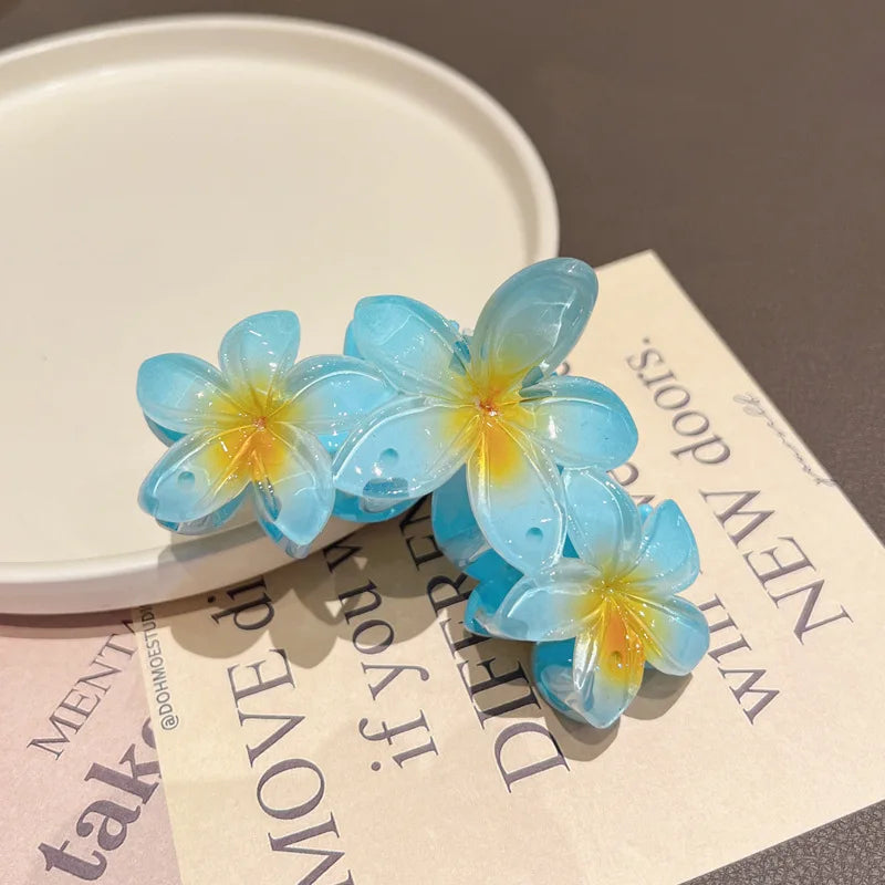 LIZAKOSHT  -  Fashion Gradient Egg Flower Hair Claws Clip Women Girls Sweet Acrylic Hairpins Summer Beach Hawaiian Headwear Hair Accessories