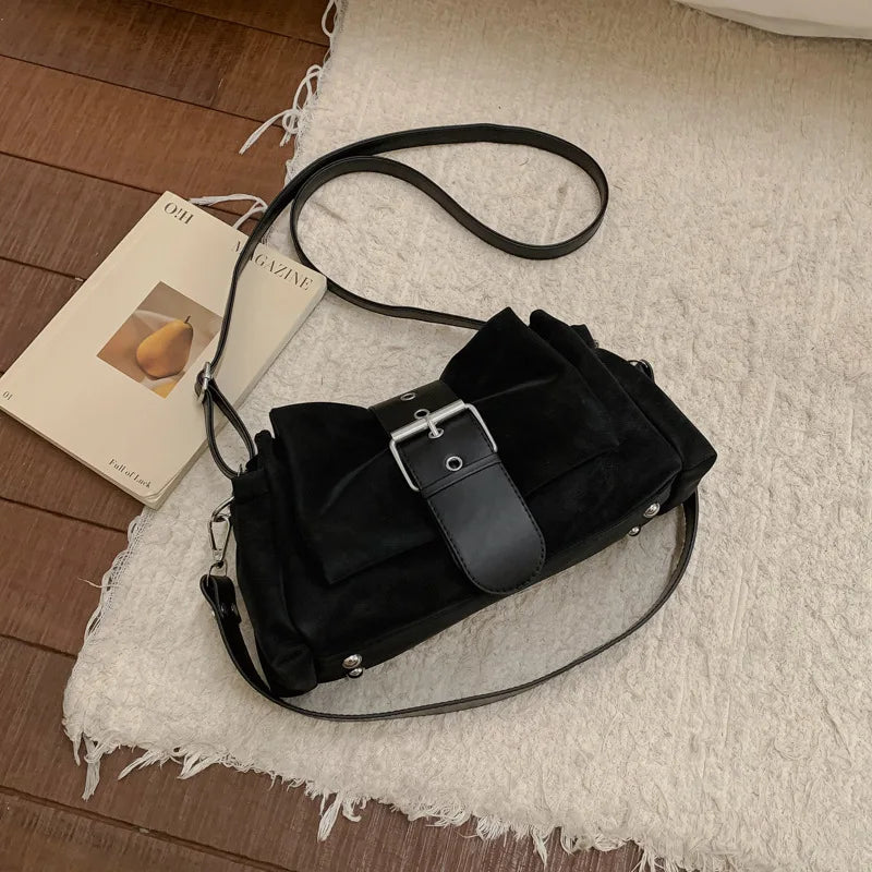LIZAKOSHT  -  Faux Suede Women Axillary bags fashion ruched ladies Shoulder messenger Bag female handbag small Underarm Bag bolsa feminina