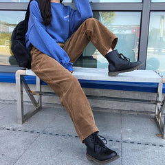 LIZAKOSHT -  Spring High Waist Corduroy Pants New Women Winter Wide Leg Trousers Casual Harajuku Long Pants Loose Trousers Streetwear