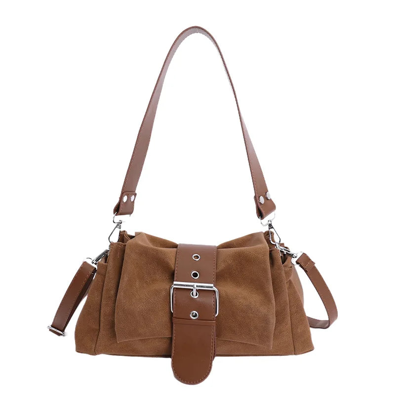 LIZAKOSHT  -  Faux Suede Women Axillary bags fashion ruched ladies Shoulder messenger Bag female handbag small Underarm Bag bolsa feminina