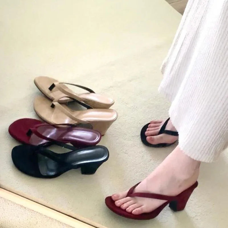 LIZAKOSHT  -  Designer Summer Women Clip Toe Slippers Fashion High Heels Stripper Party Pumps Mules Slide Shoes